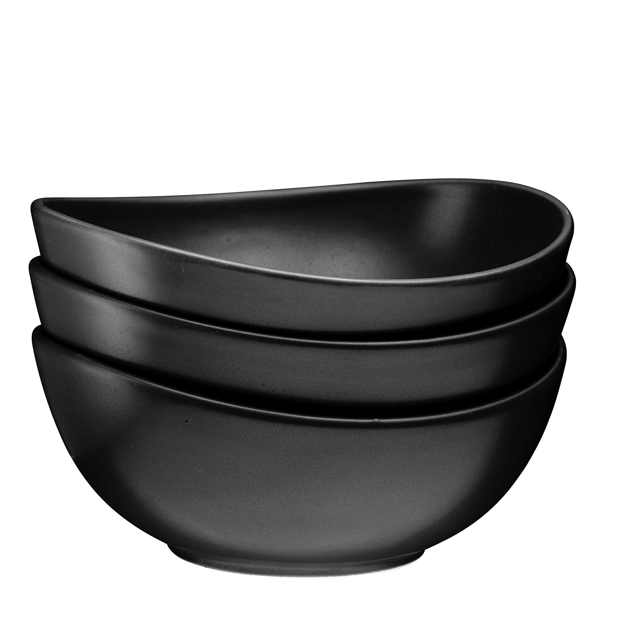 Bruntmor Ceramic Salad， Cereal And Pasta Bowls Set Of 6， Shallow Dinner Bowls That Are Oven， Microwave Oven And Dishwasher Safe， Chip And Scratch Resistant， Matte Black， 28 oz