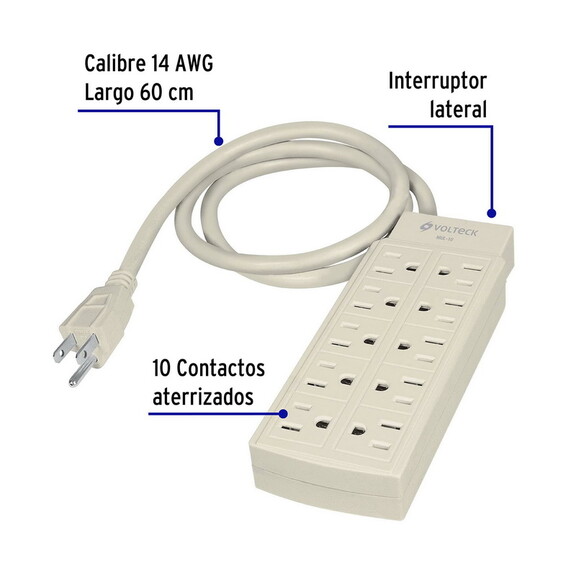 Volteck 47234 10 outlet Power Strip Voltech