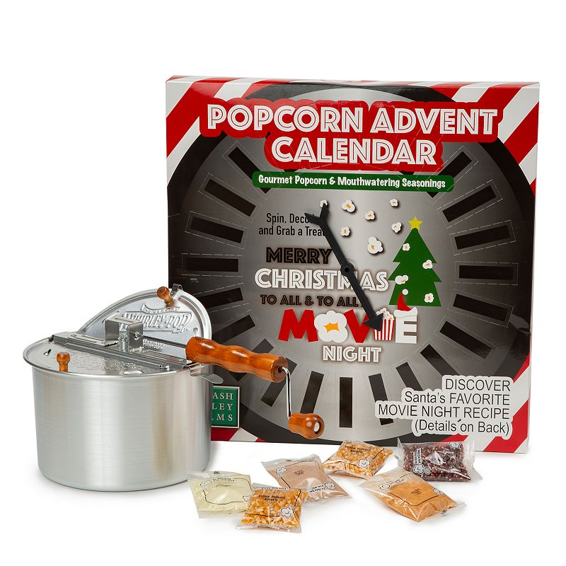 Wabash Valley Farms Santa’s Secret Popcorn Advent Calendar Whirley-Pop Popcorn Set