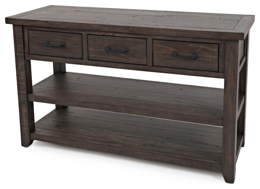 Jofran Madison County Harris Console Sofa Table  50  x27  Barnwood Brown Set of 2   Rustic   Console Tables   by VirVentures  Houzz