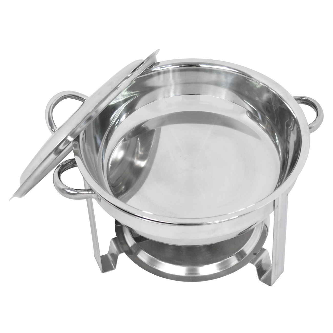 SuperDeal Glossy Round Chafing Dish 5Qt. Buffet Stove 1 Set Hotel Catering Alcohol Furnace