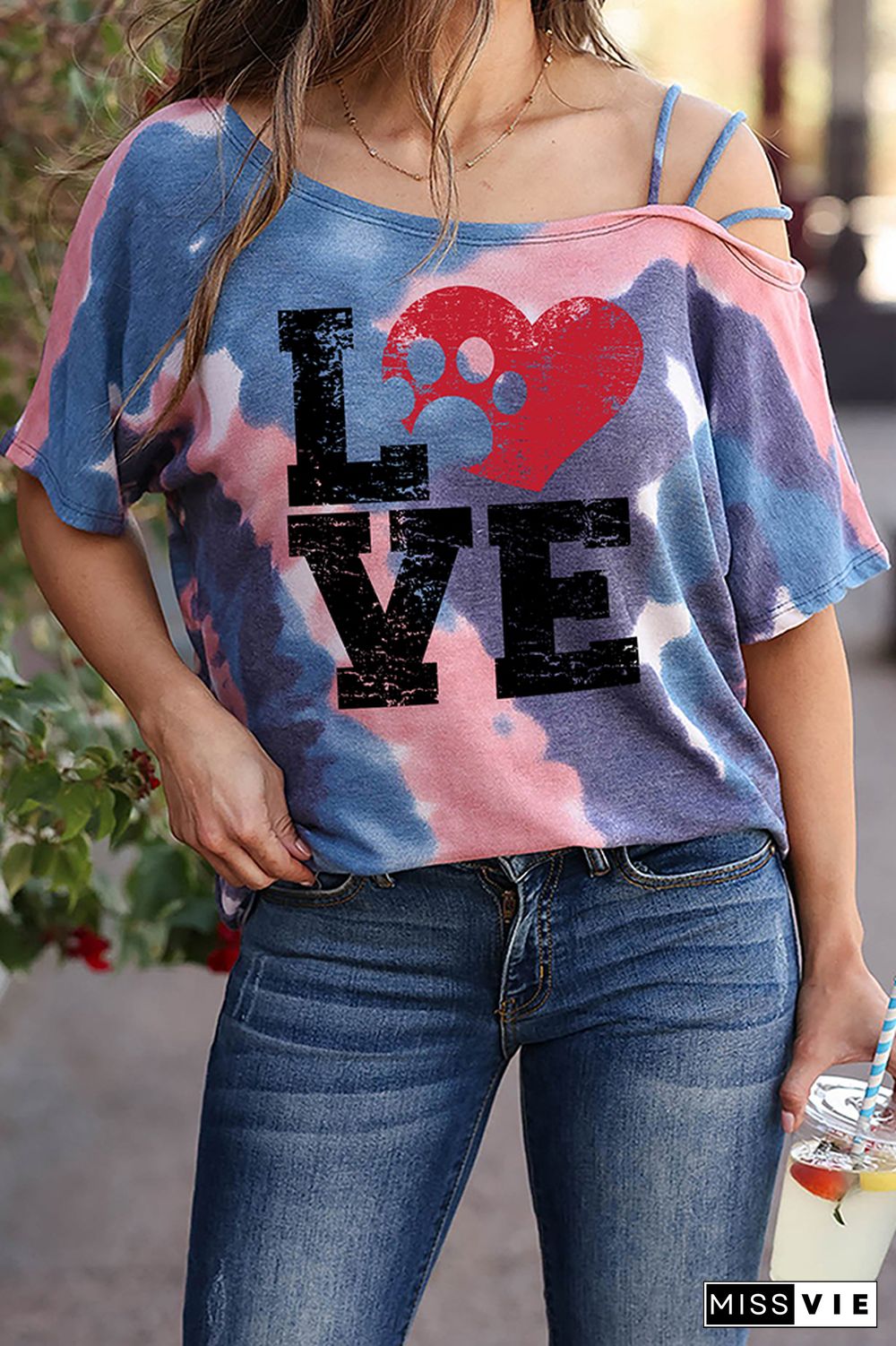 LOVE Printed Tie Dyed Tee