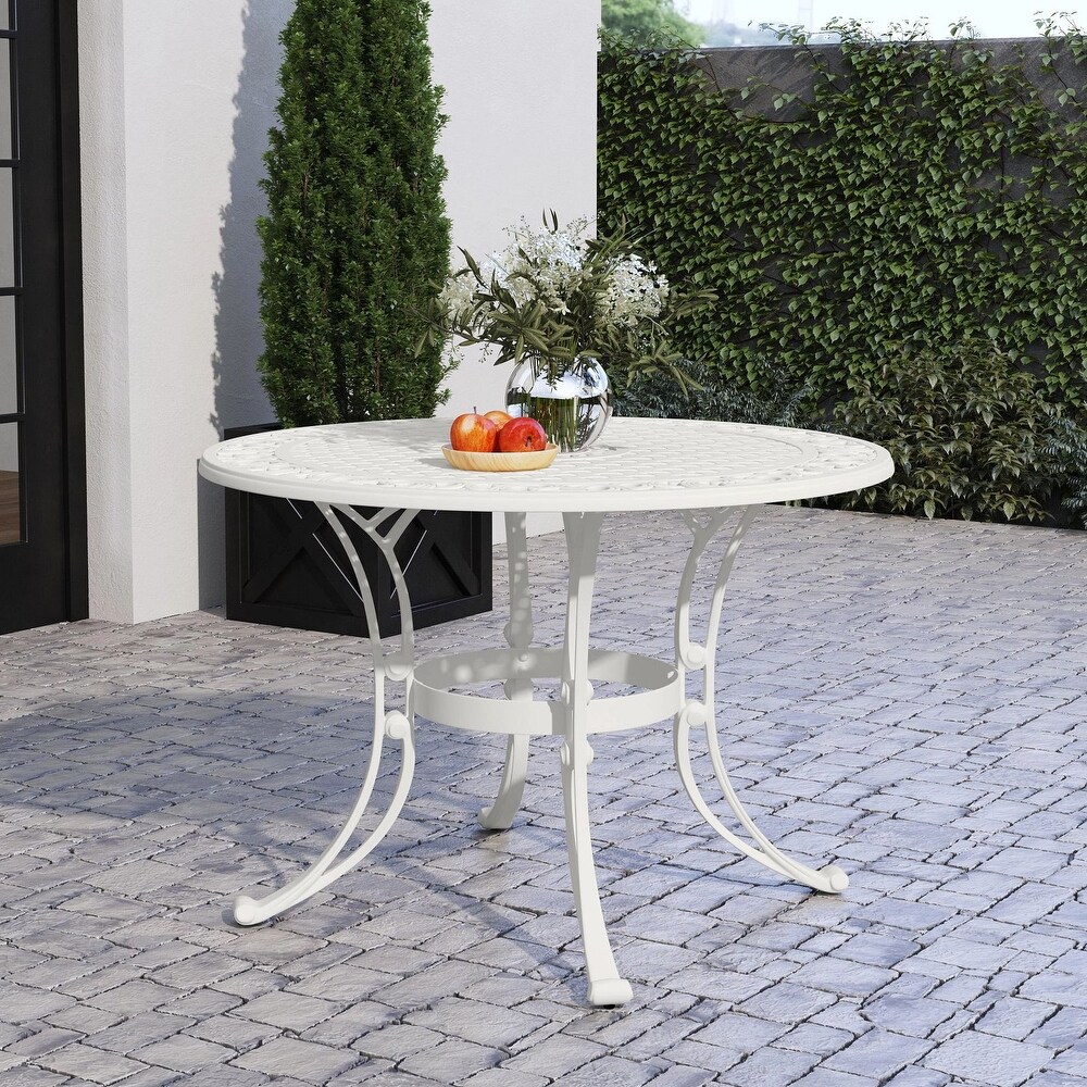 Homestyles Sanibel White Aluminum Outdoor Dining Table   42\