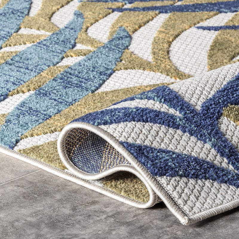 nuLOOM Molly Textured Tropical Leaves Indoor Outdoor Area Rug