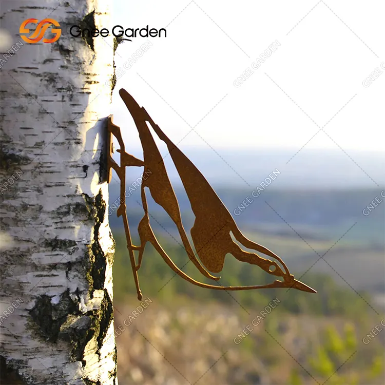 2023 garden decoration metal bird rusty metal decor garden decor outdoor garden