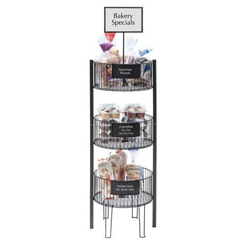 Central Exclusive QuickStackandtrade; Black Wire 3-Tier Dump Bin With Signage - 18