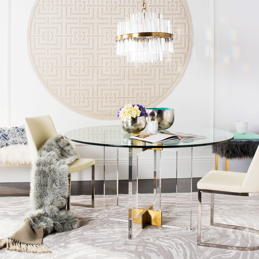 SAFAVIEH Couture Xevera Round Acrylic Dining Table   42\