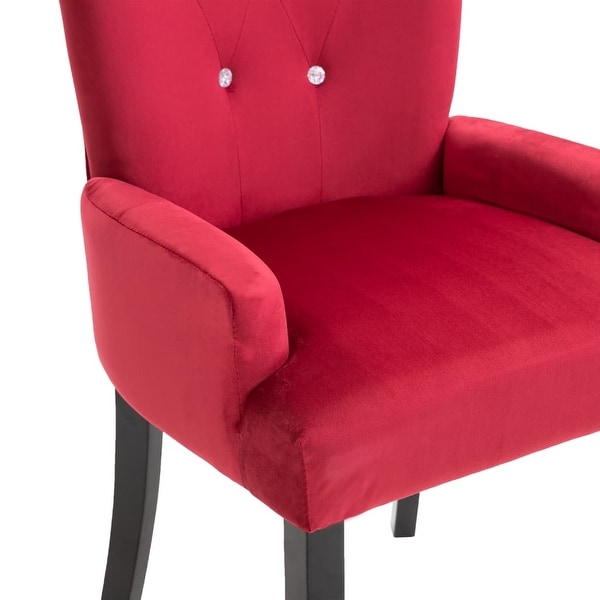 Dining Chair with Armrests 4 pcs Red Velvet