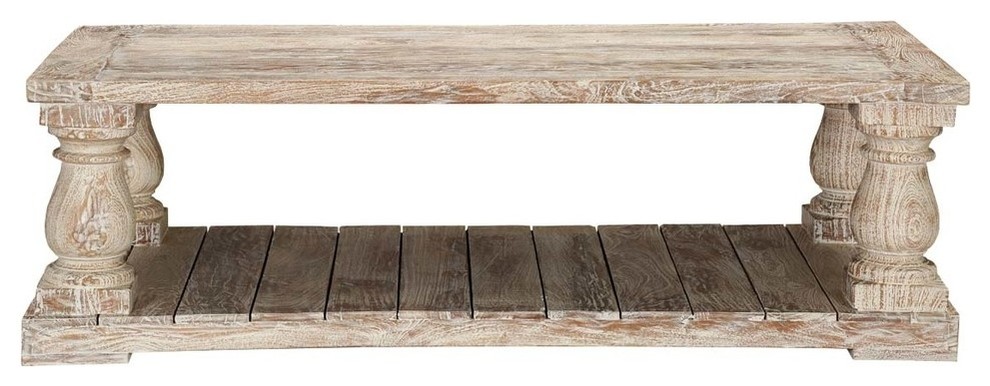 Rustic Mango Wood Baluster Coffee Table Weathered Finish   Farmhouse   Coffee Tables   by Sierra Living Concepts Inc  Houzz