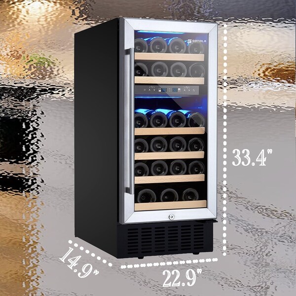 15 Inch Wine Cooler Refrigerators 28 Bottle Fast Cooling Low Noise Wine Fridge