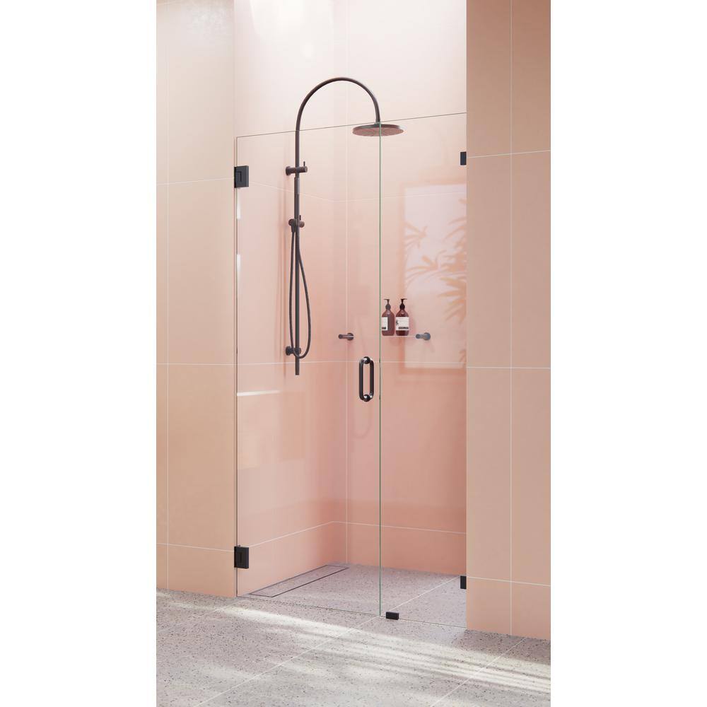 Glass Warehouse Illume 40 in. W x 78 in. H Wall Hinged Frameless Shower Door in Matte Black Finish with Clear Glass GW-WH-40-MB