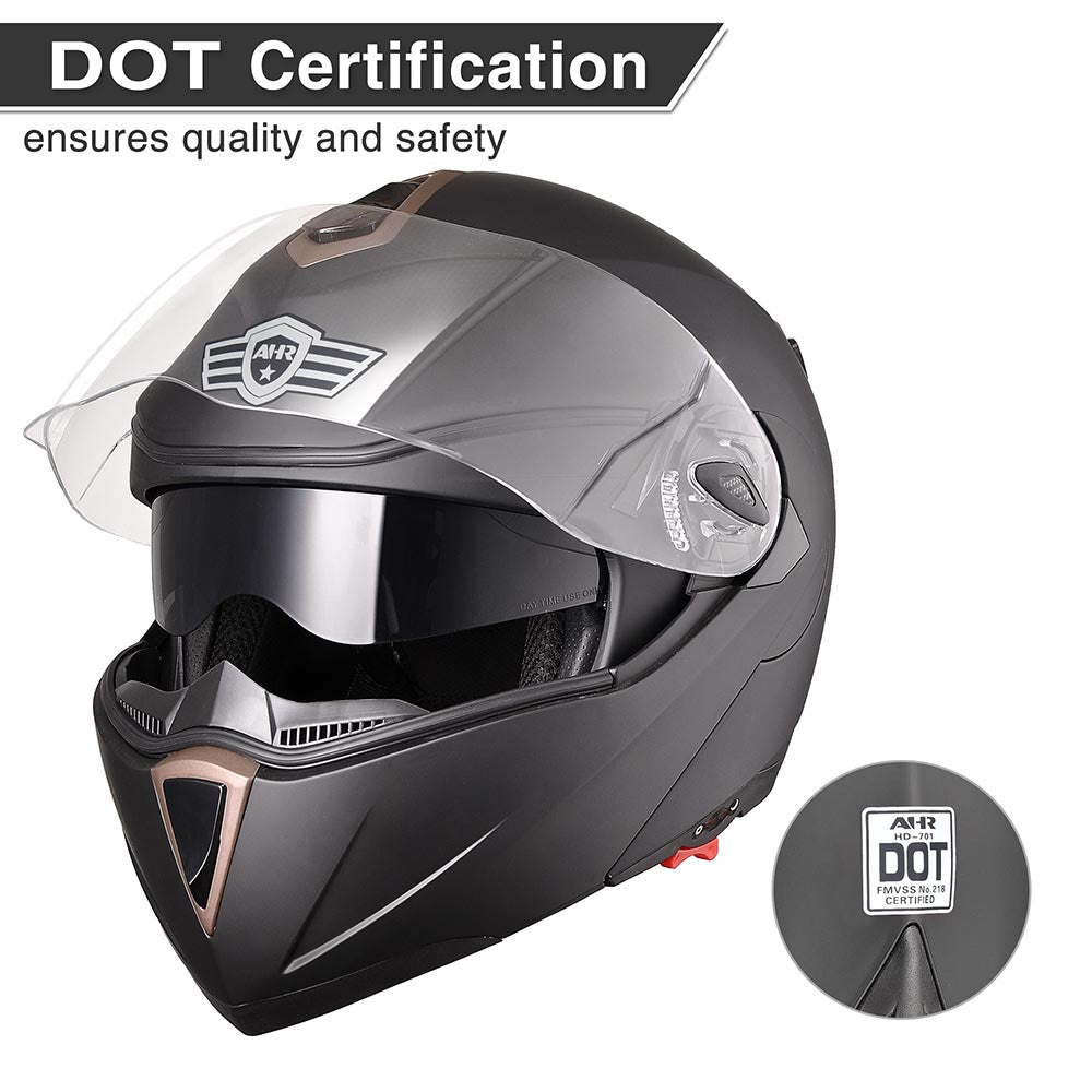 AHR Bluetooth Helmet DOT Full Face Intercom Black