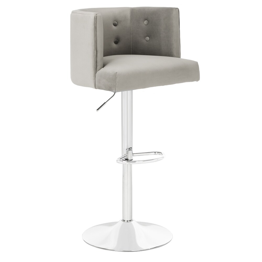 SAFAVIEH Couture Zayna Velvet/ Chrome Adjustable Bar Stool   21.3\