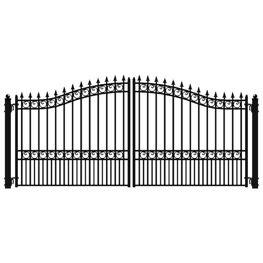 ALEKO London Style 16 ft. x 6 ft. Black Steel Dual Driveway Fence Gate DG16LOND-HD