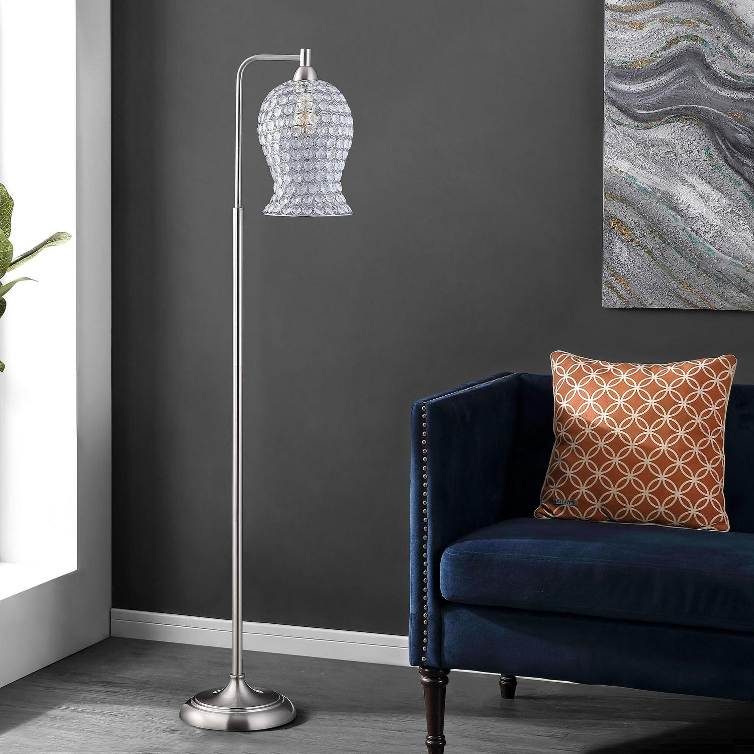 Safavieh Izzy Glam 61.5 in 1-Light Task Floor Lamp， Silver