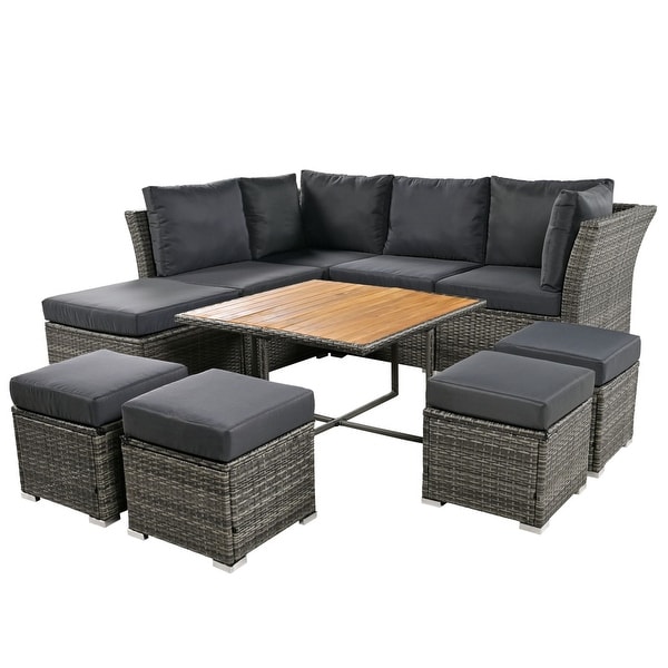 10 Pieces Outdoor Conversation Set with CoffeeTable and Ottomans