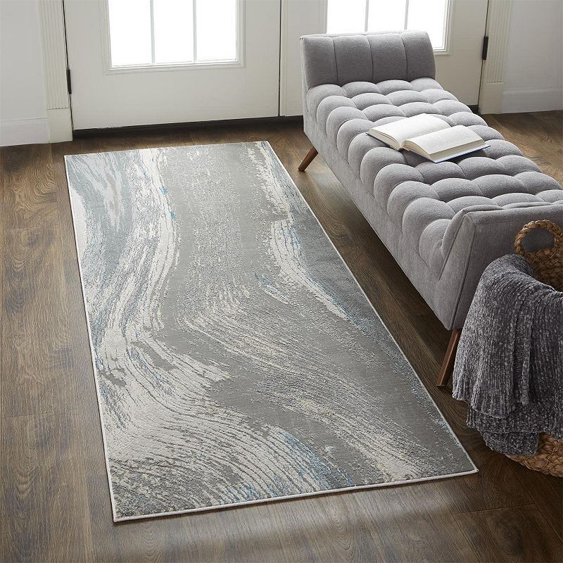 Weave and Wander Aurelian Modern Metallic Brush Stroke Rug