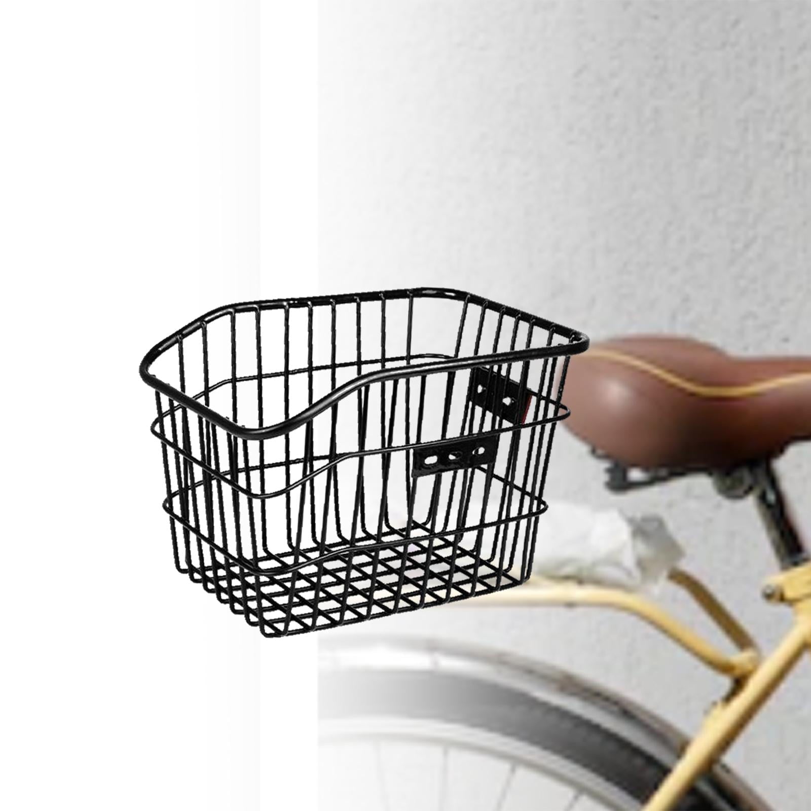 Metal Bike Rear Basket Waterproof Universal Storage Detachable Large Capacity Bike Basket for Cycling Outdoor Shopping Mountain Bike with Reflector