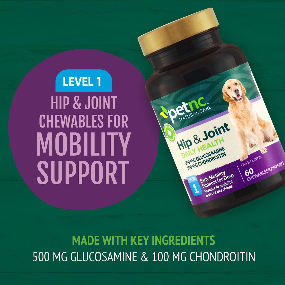 PetNC Natural Care Hip and Joint Daily Health Level 1 Chewable Tablet Dog Supplement