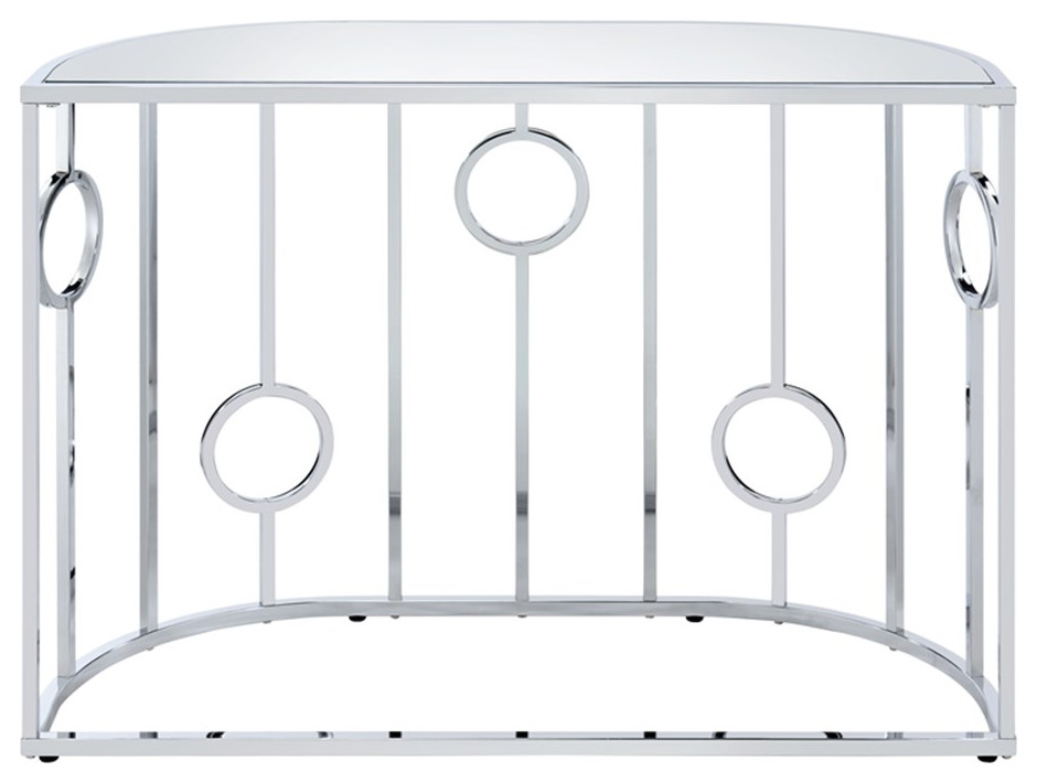 Furniture of America Harper Contemporary Metal Half Circle Sofa Table in Chrome   Contemporary   Console Tables   by Homesquare  Houzz
