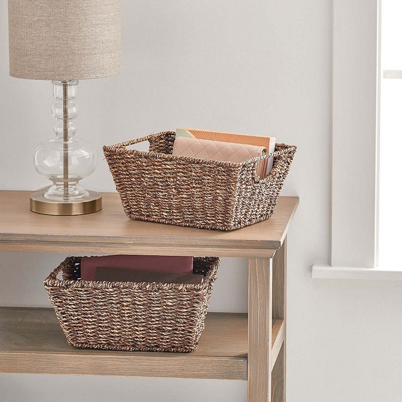 mDesign Woven Seagrass Nesting Kitchen Storage Basket Bins - 4 Pack