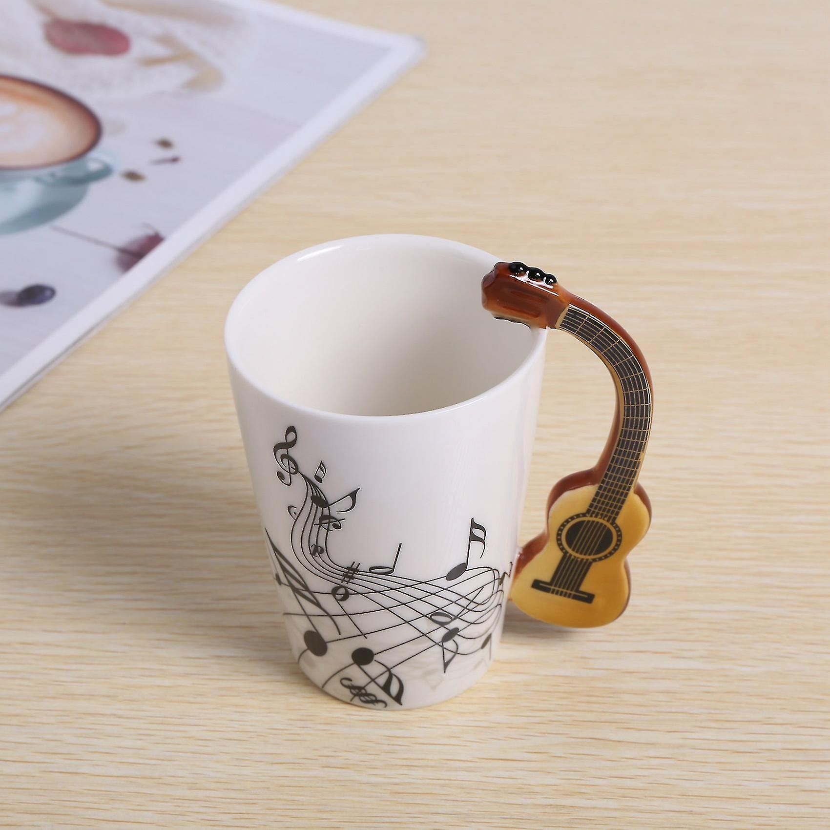 Creative Novelty Guitar Handle Ceramic Cup Free Spectrum Coffee Milk Tea Cup Personality Mug Unique