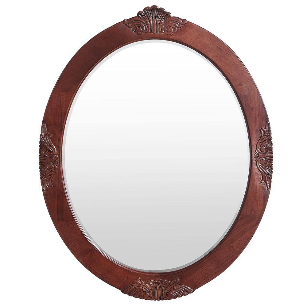 Home Decorators Collection 30 in. W x 38 in. H Framed Round Beveled Edge Bathroom Vanity Mirror in cherry BF-27006-AC