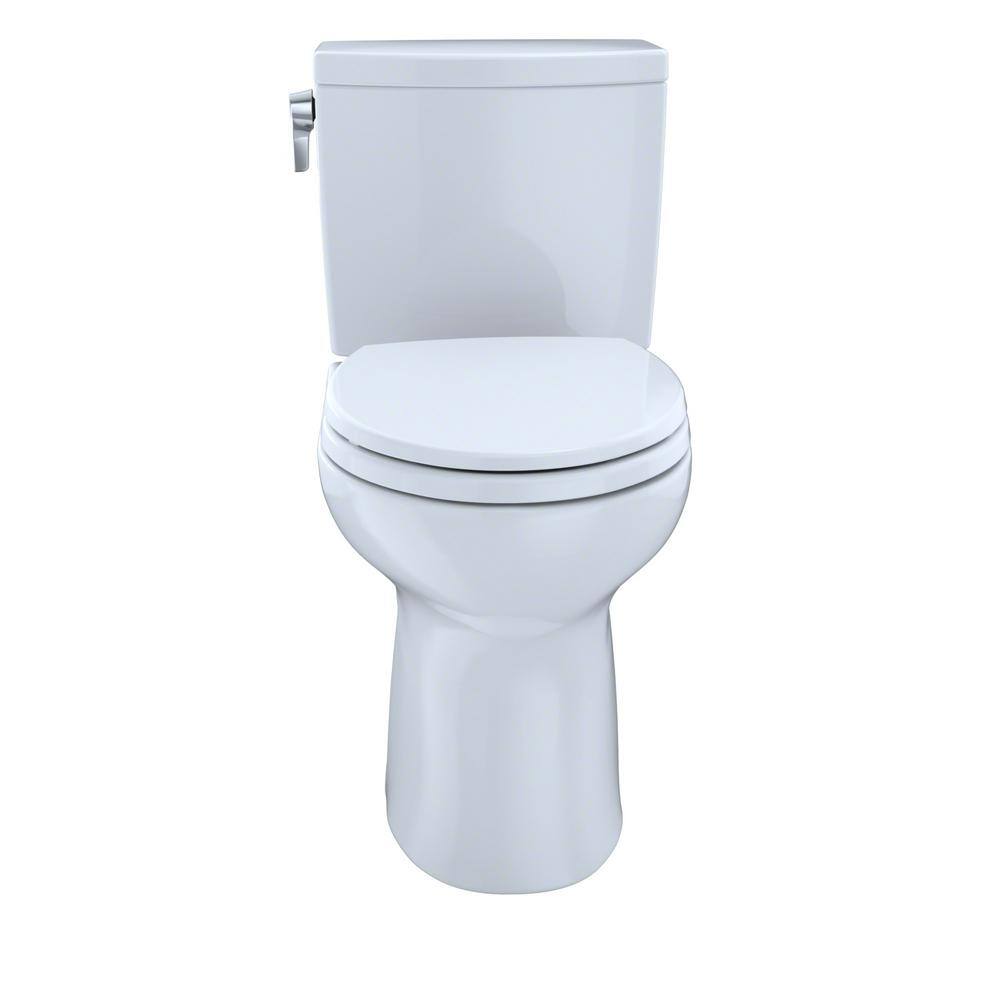 TOTO Drake II 2-Piece 1 GPF Single Flush Elongated ADA Comfort Height Toilet in Cotton White SoftClose Seat Included MS453124CUFG#01