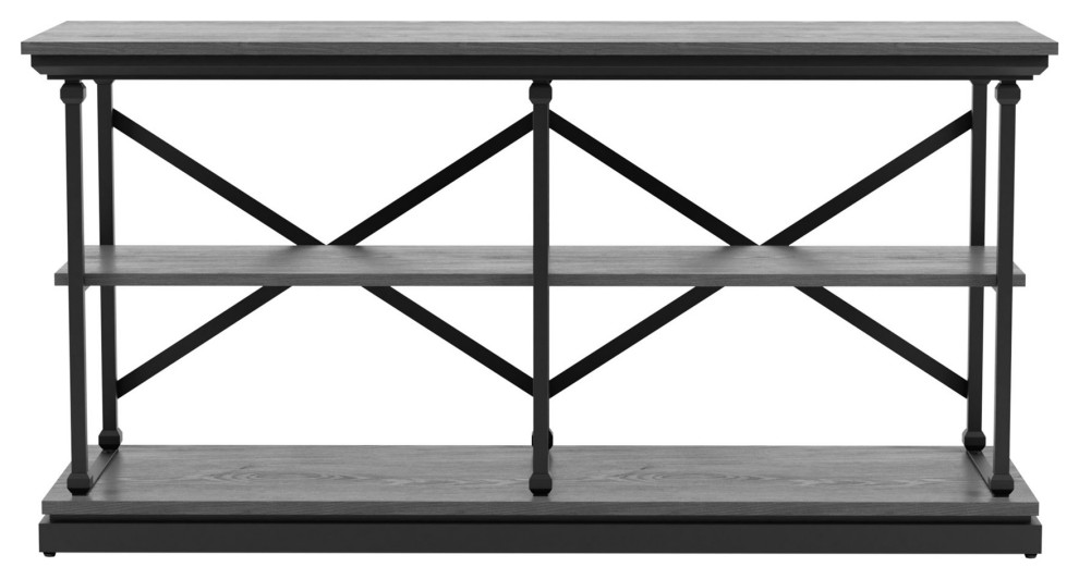 Spacious Console Table  Metal Frame With Double X Back  ampShelves   Industrial   Console Tables   by Decor Love  Houzz