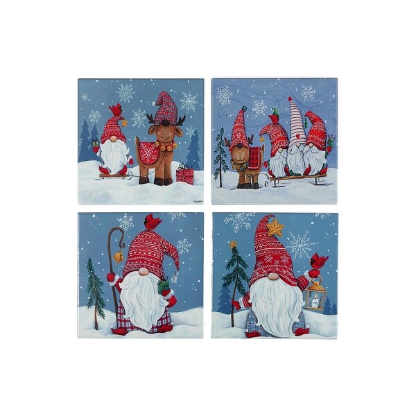 X'Mas 8 Square Ceramic Trivet (Gnome) (Asstd)