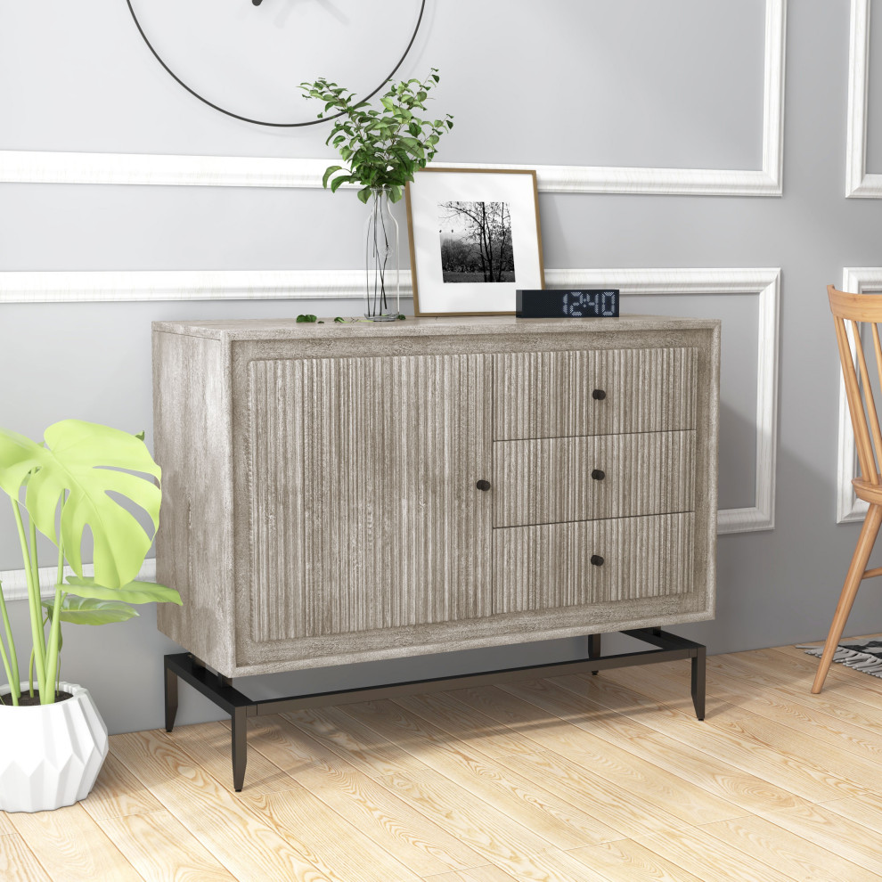 Camilo 3 Drawer Wood Accent Cabinet   Industrial   Accent Chests And Cabinets   by Gild  Houzz