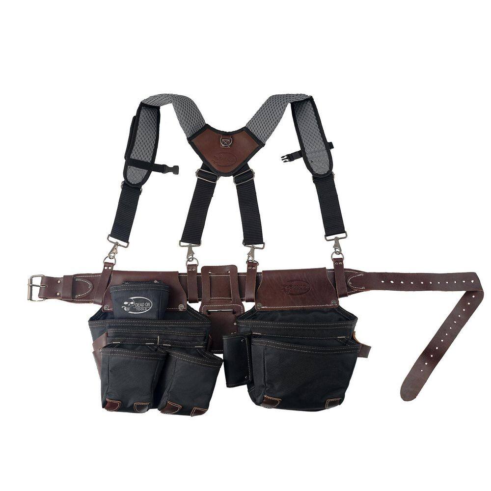 DEAD ON TOOLS Leather Hybrid Weather-Resistant Tool Belt with Suspenders in Black DO-HSR