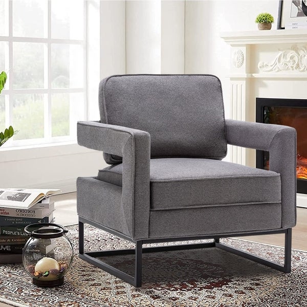 Modern Arm Accent Chair， Mid Century Living Room Chair Upholstered Lounge Chair