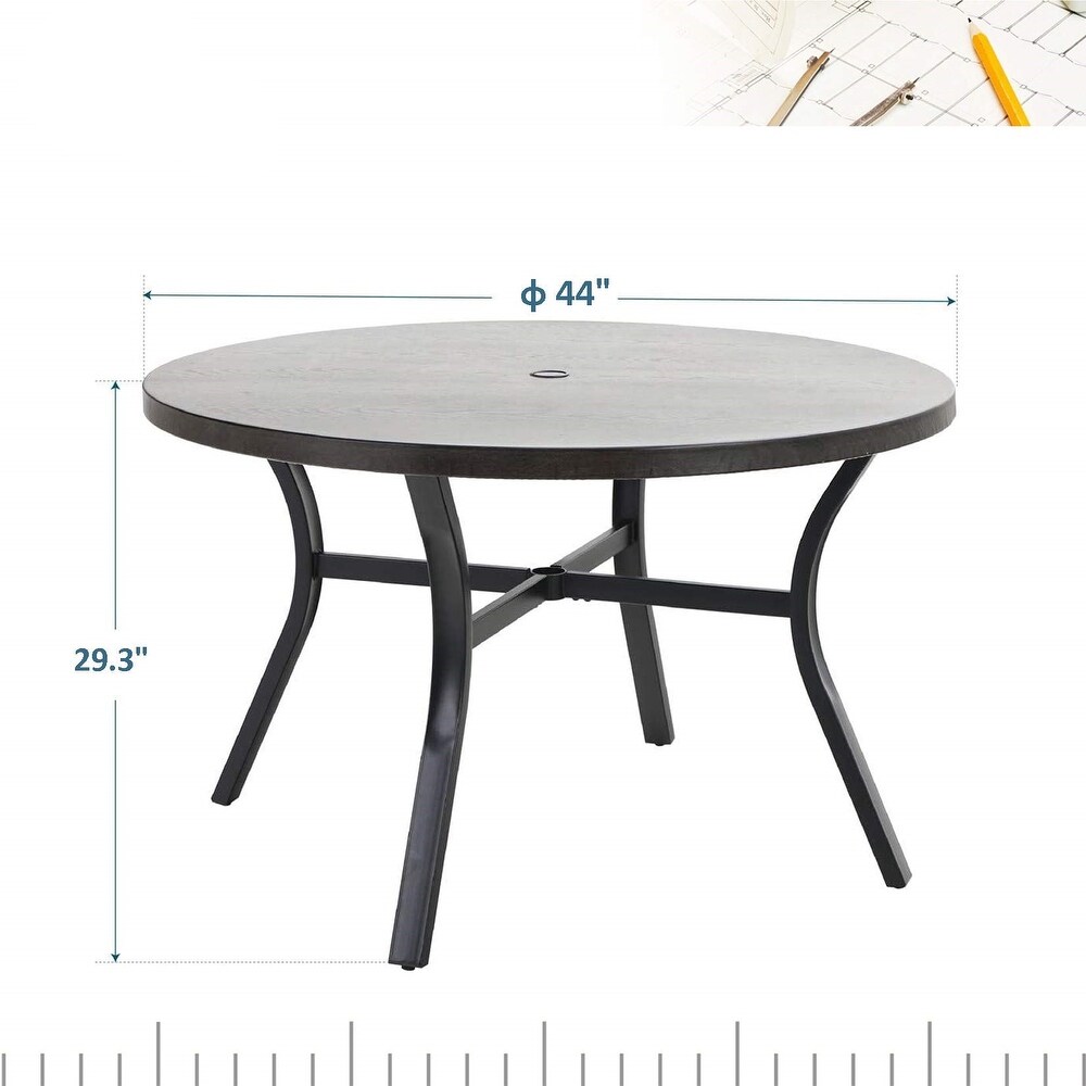 5 Piece Outdoor Patio Dining Set  1 Metal Round Table with a 1.6\