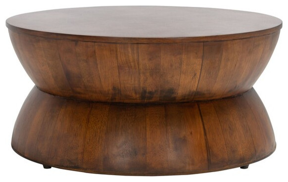 Alecto Round Coffee Table Brown Safavieh   Rustic   Coffee Tables   by HedgeApple  Houzz