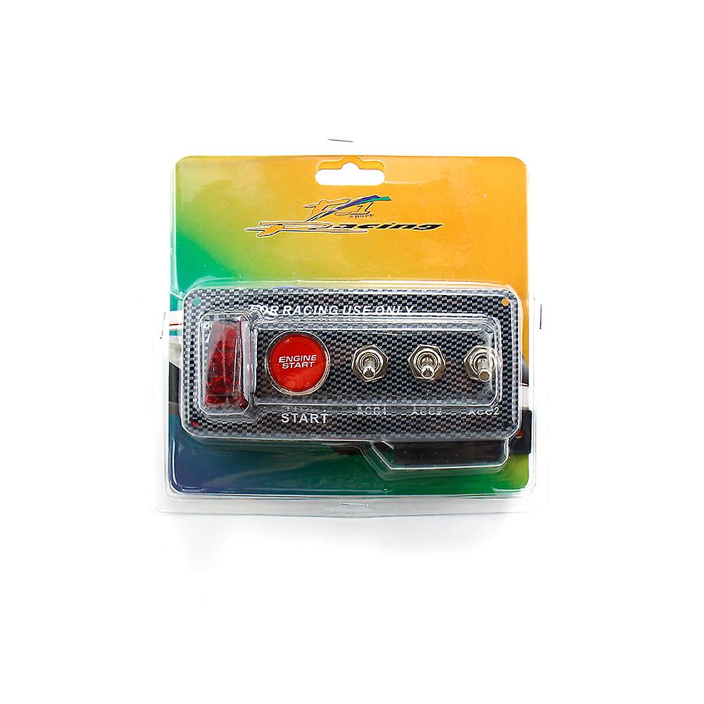 Born Pretty Universal Auto Ignition Panel Start Button 5 In 1  Toggle Switches 12v Carbon Fiber Starting Device For Cars With Red Led Light