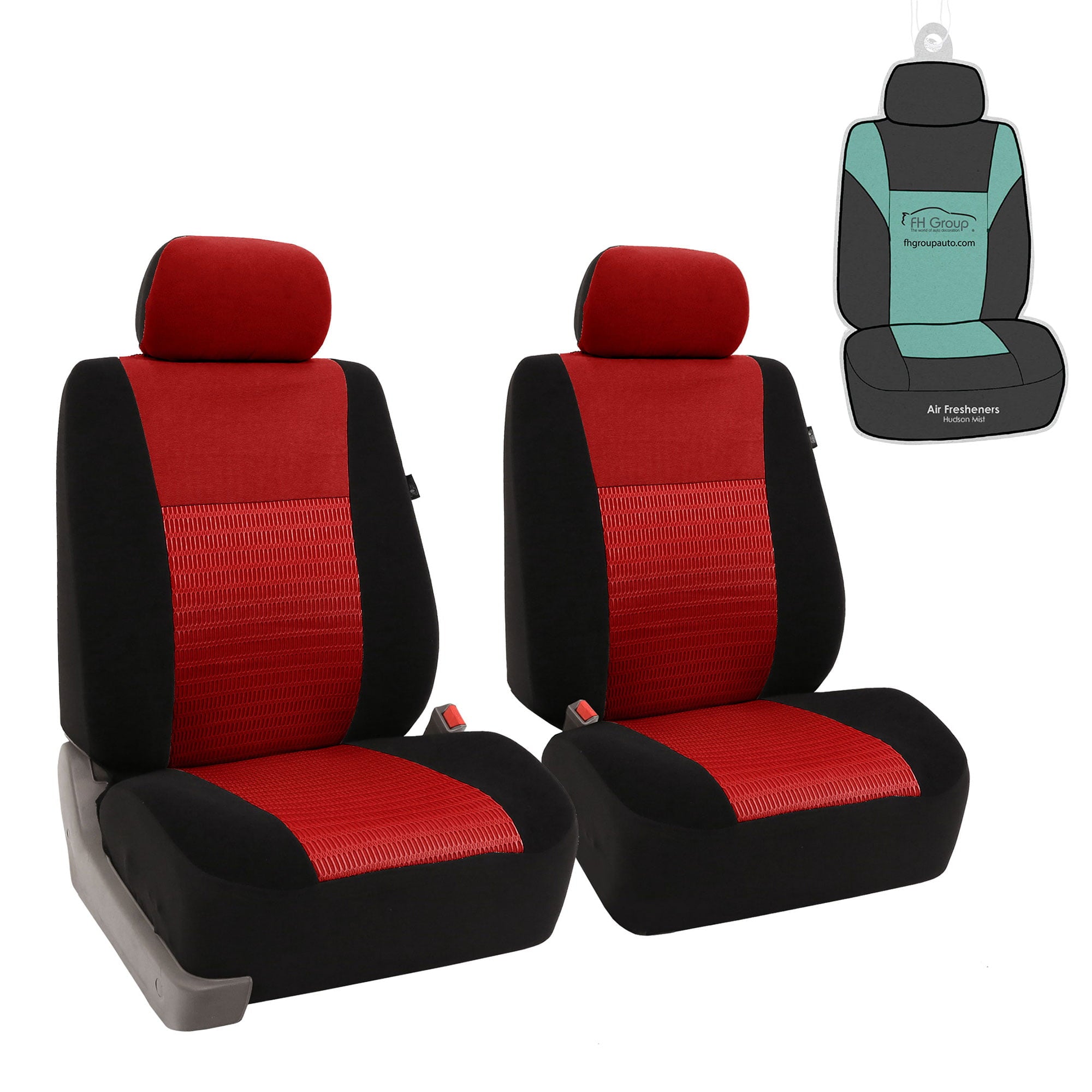 FH Group Trendy Elegance AFFB060RED102 Red 3D Air Mesh Front Set Car Seat Cover with Air Freshener