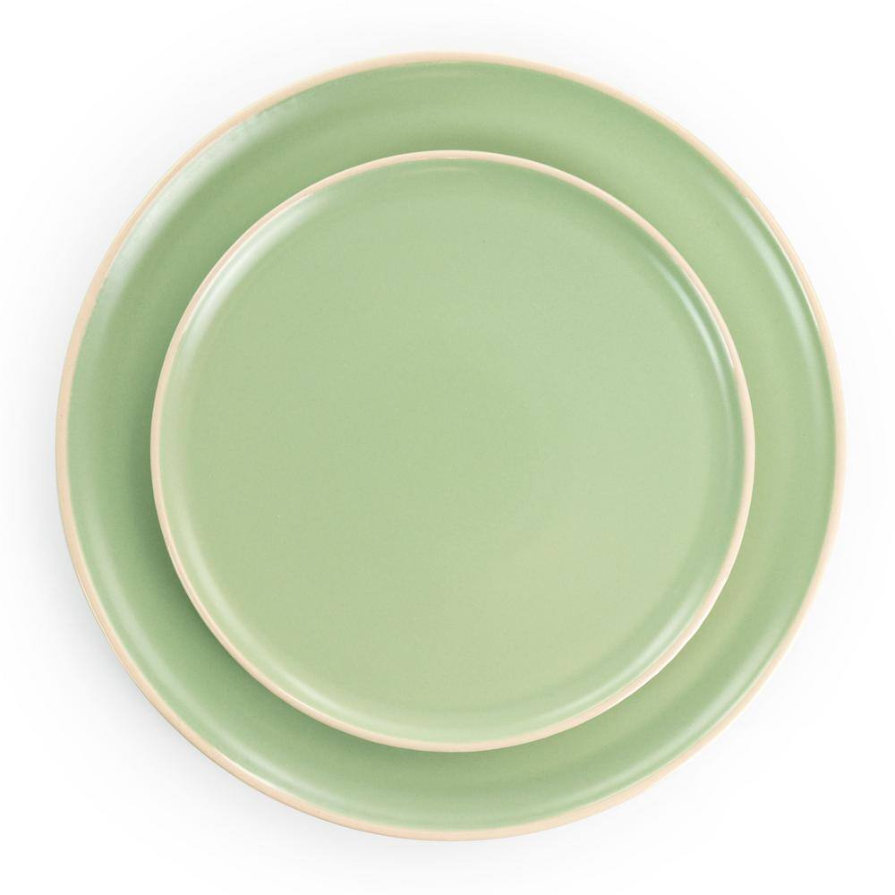 GIBSON elite Serenade 16-Piece Green Round Stoneware Dinnerware Set 985114545M