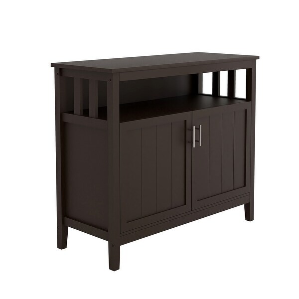 Wood Sideboard Storage Cabinet with Open Storage Shelf， Adjustable Shelf and Metal Handles