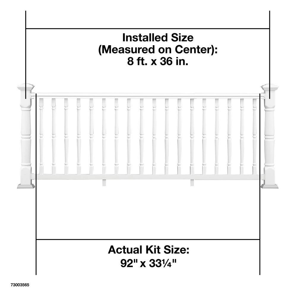 Veranda Williamsburg 8 ft. x 36 in. White PolyComposite Rail Kit without Brackets 73003565