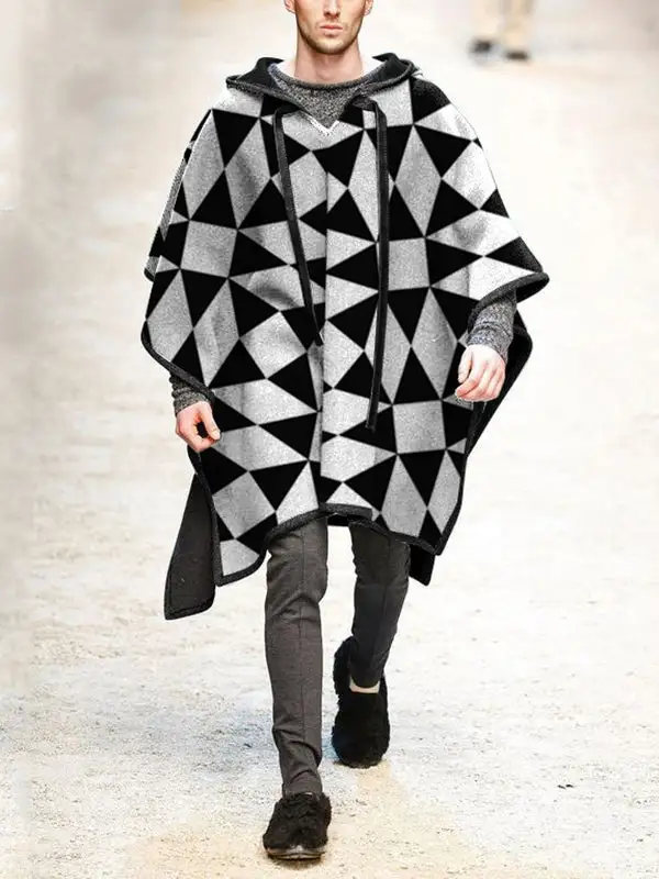 Men's Cape and Shawl Pullover Cape Woolen Coat