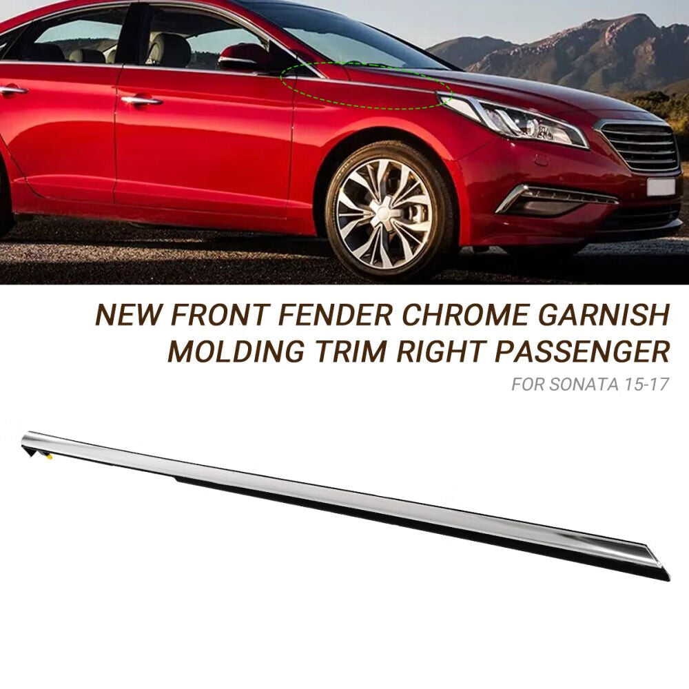 ZXMT Front Right Fender Chrome Garnish Trim Fit for Hyundai Sonata 2015-2017