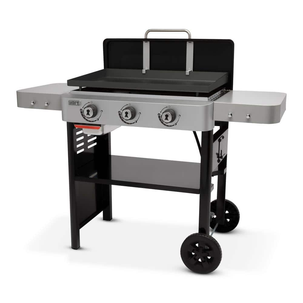 Weber 3 Burner Propane Gas Grill 28 in. Flat Top Griddle in Black 43310201