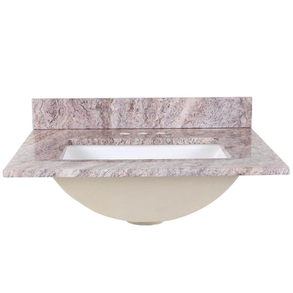 Home Decorators Collection 25 in W x 22 in D Stone Effects Cultured Marble Vanity Top in Cold Fusion with White Sink