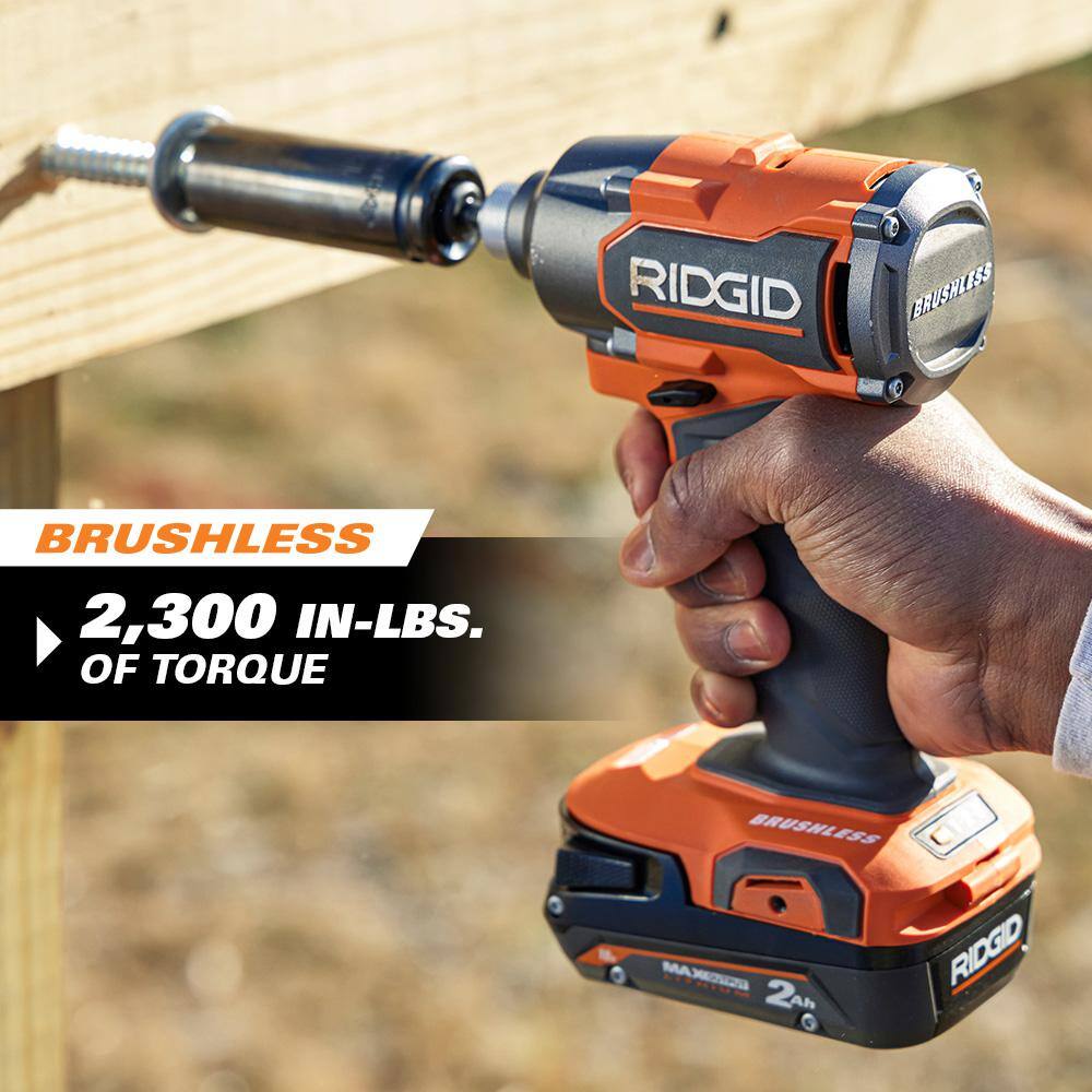 RIDGID 18V Brushless Cordless 510 CFM 110 MPH Blower with 2-Tool Combo Kit (2) Batteries and Charger R01601B-R9209