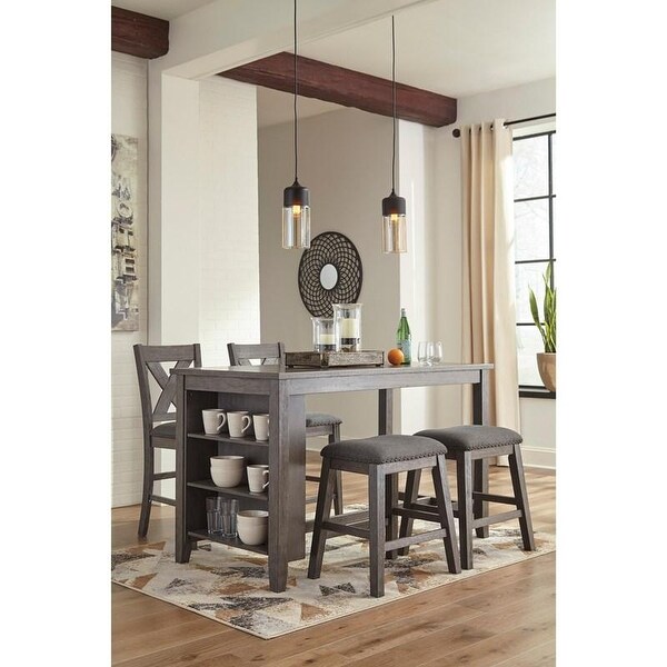 Ashley D388-024 Antiqued Gray Wash Finish Counter Height Stool 6-Pack - 16.13 in. L X 21.25 in. W X 24 in. H