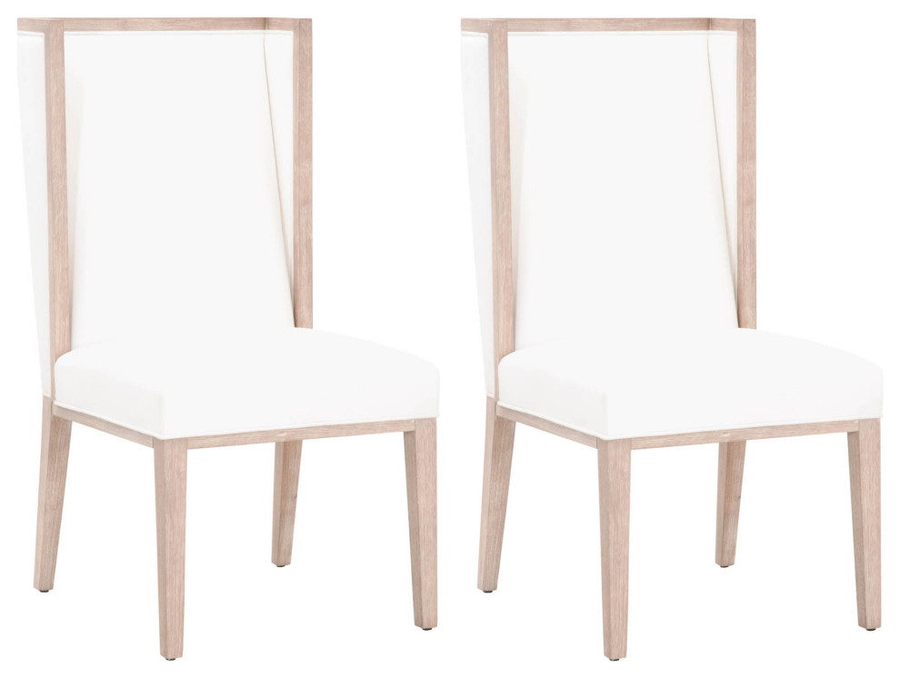 Martin Wing Chair  Set of 2 LiveSmart Peyton Pearl  Natural Gray   Farmhouse   Dining Chairs   by Sideboards and Things  Houzz