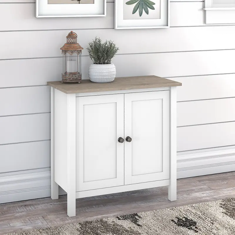 Mayfield White 2-Door Low Storage - Bush Furniture