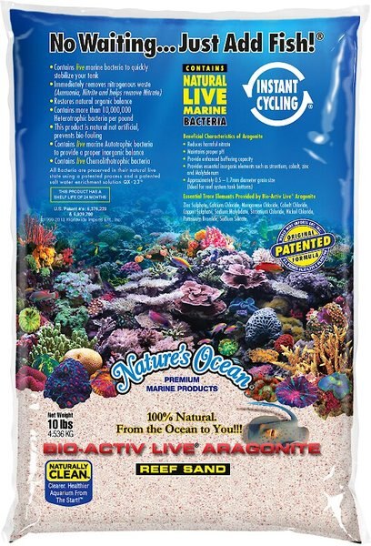 Nature's Ocean Bio-Activ Live Aragonite Saltwater Aquarium Sand， Samoa Pink， 10-lb bag