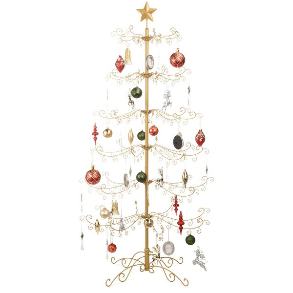 6ft Wrought Iron Ornament Display Christmas Tree w/Easy Assembly and Stand